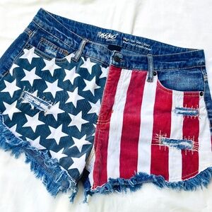 American Flag Mossimo High Rise Denim Shorts Stars & Stripes / Size 10/30